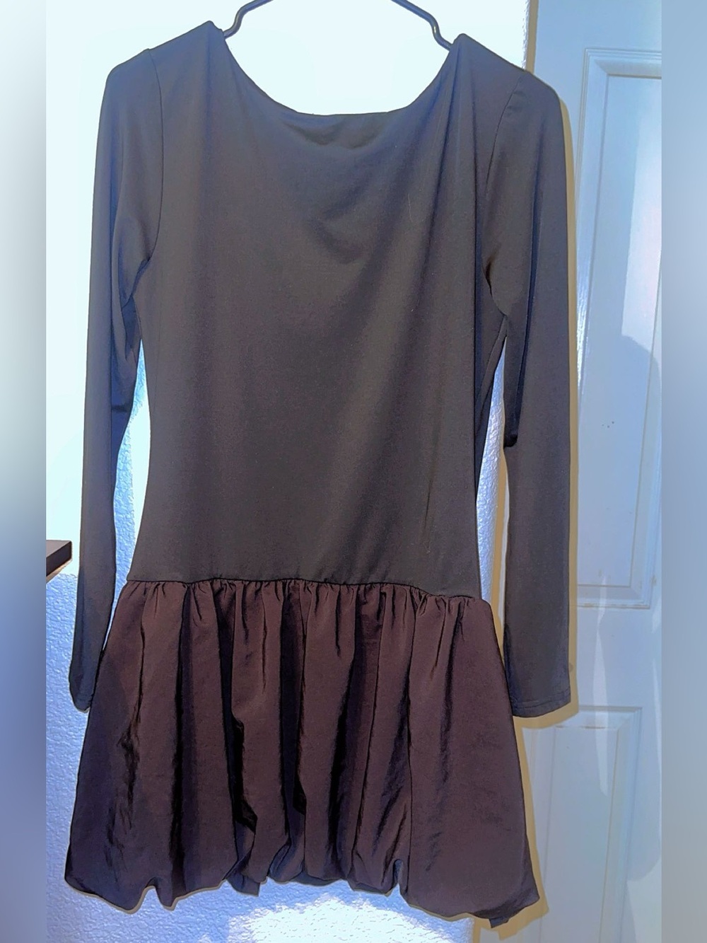 House of CB Black Long-Sleeve Drop-Waist Dress
